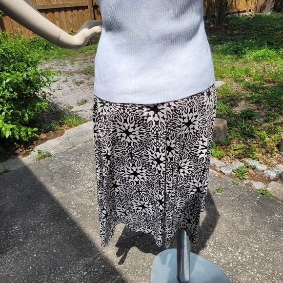 [EUC] VTG Hypnotized Brown & Cream Geometric Pattern Midi Skirt, Pull-on, Medium - Picture 5 of 11